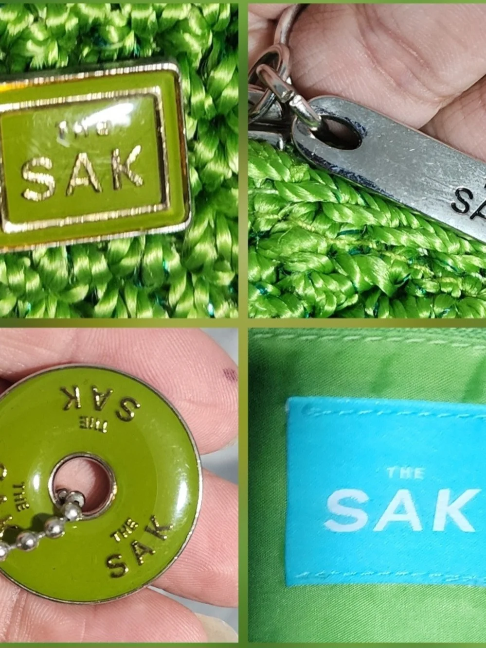 NWOT Vinrage Y2K The Sak Green Crochet Crossbody Bag Shoulderbag Purse Boho